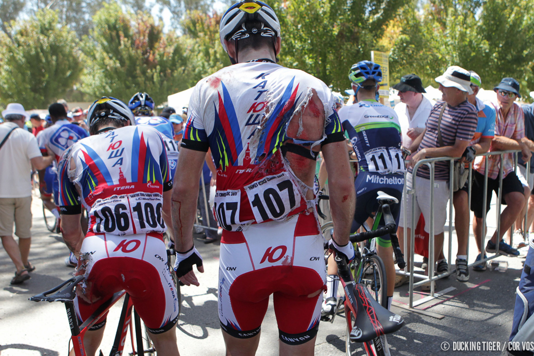 Mount Barker - Ausratlie - wielrennen - cycling - radsport - cyclisme - Tcatevich Aleksei (Team Katusha) - Isaichev Vladimir (Team Katusha) pictured during stage - 4 of the Santos Tour Down-Under 2015 from Glenelg to Mount Barker, Australie - photo Wessel van Keuk/Cor Vos © 2015
